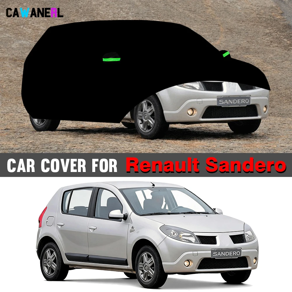 Black Car Cover Auto Anti-UV Sun Rain Snow Scratch Resistant Cover Waterproof For Dacia Renault Sandero Stepway 2007-2027