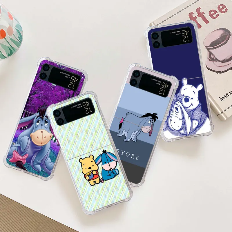 Disney Bear Winnie eeyore Air Bags Bag Funda Silicone Phone Case for Samsung Galaxy zflip Z Flip 3 Z Flip 4 5G ZFlip3 ZFlip4