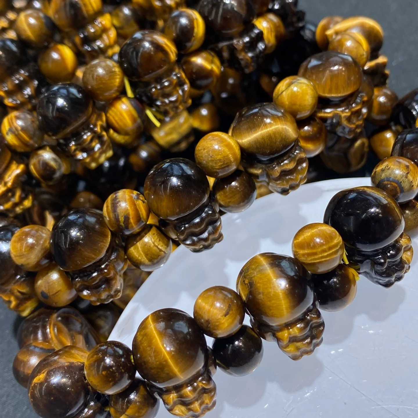 1 Pc Natural Stone Yellow Tiger Eye Pixiu Bracelet 11x17MM Mythical Animal Pixiu Beads Crystal Quartz Jewelry Gift Men Women view 4