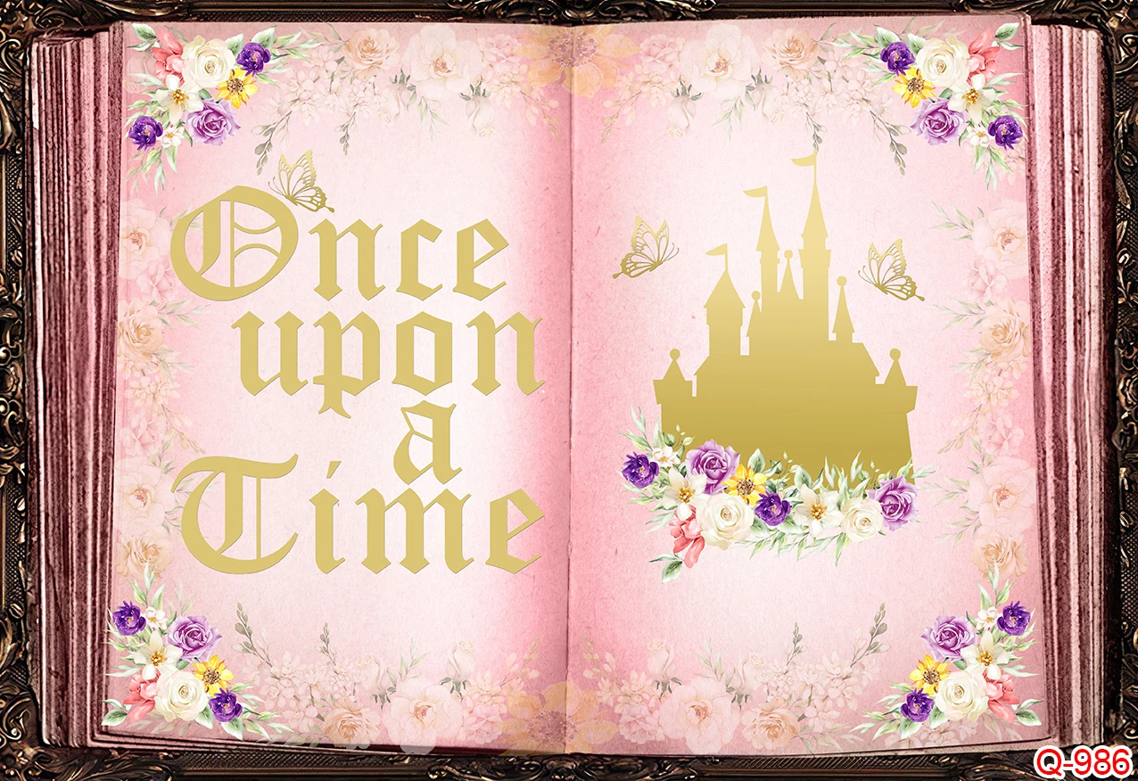 Fairy Tale Books Backdrop Old Opening Book Once Upon A Time Ancient Castle Princess Romantic Story Photo Background Wedding