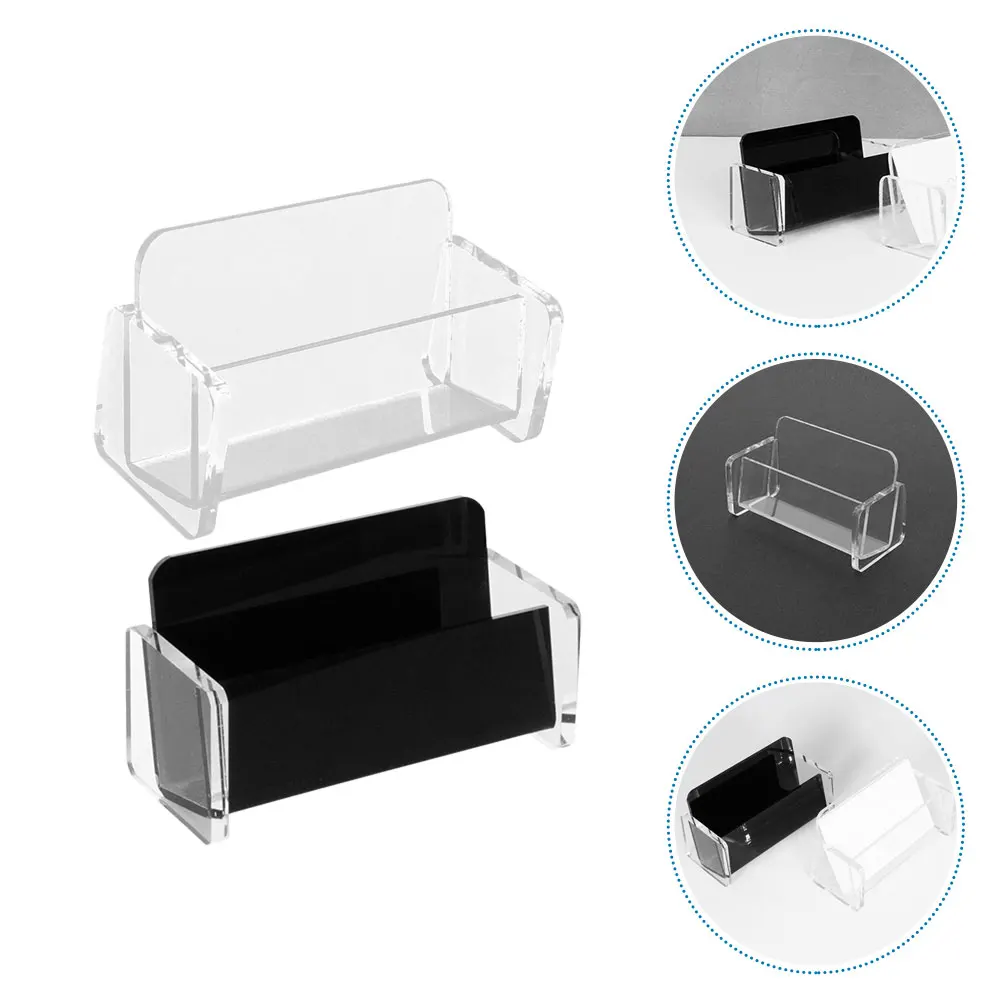 

2 Pcs Business Card Holder Storage Box Display Desktop Cards Presentation Stand Organizer Table Holders Acrylic Office