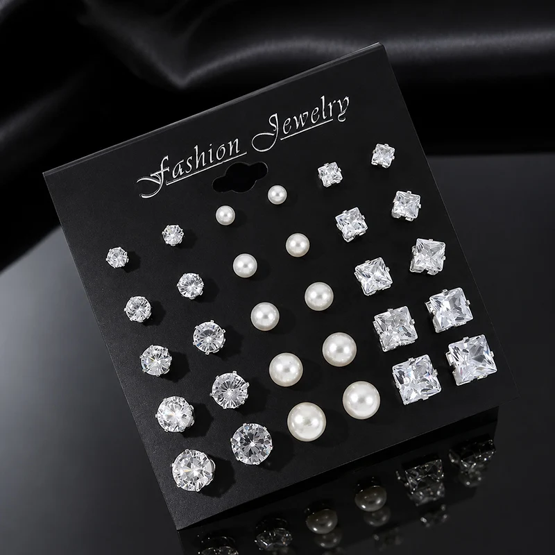 12/15/20 Paar Kristall-Ohrstecker-Set für Damen und Herren, Funkelnde Zirkon-Ohrringe, Verschiedene Stile, Minimalistischer Zierlicher Ohrschmuck – Detail 4