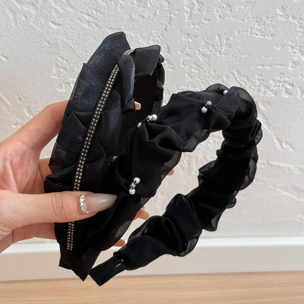 لؤلؤة فرنسية حلوة سوداء مطوية شبكة يظهر الوجه عقال صغير الخروج تنوعا عالية الجمجمة أعلى دبوس الشعر إكسسوارات الشعر