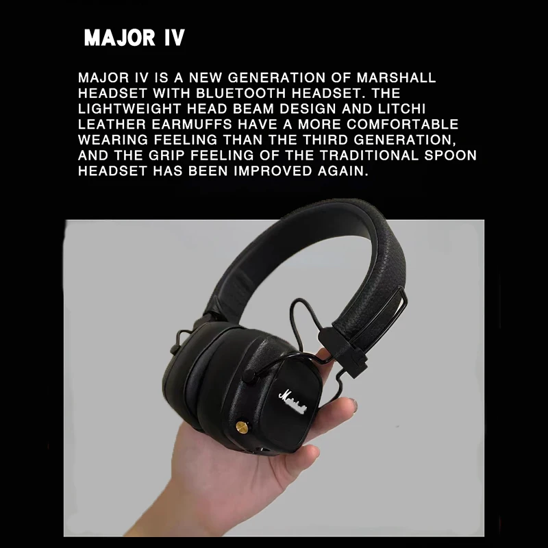 Marshall MAJOR IV Wireless Bluetooth Headphones Rock Bass Computer Earphones Portable Outdoor Sports Gaming Collapsible Headset