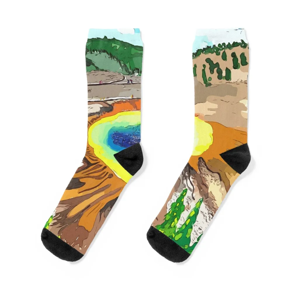 Grand Prismatic Springs in Yellowstone National Park - WelshDesigns Socks cool happy Man Socks Women's