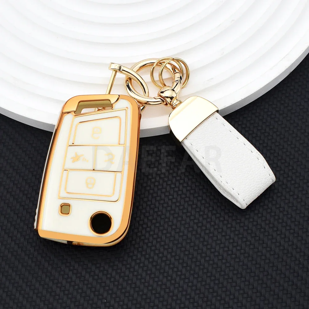 4 Buttons Soft TPU Car Key Case for Volkswagen VW Golf 7 4 5 Mk4 6 for Skoda Octavia for Seat Leon Ibiza Altea Key Cover Chain
