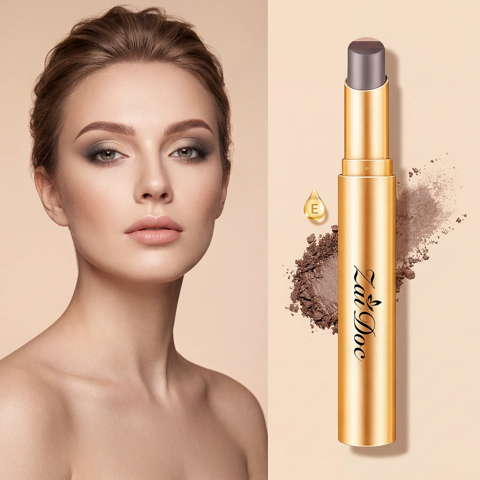 AMZ Matte Earth Tone Eyeshadow Stick - Multi-Color Long-Lasting Smooth Blendable Portable Eye Makeup for Daily Use Easy Applicat