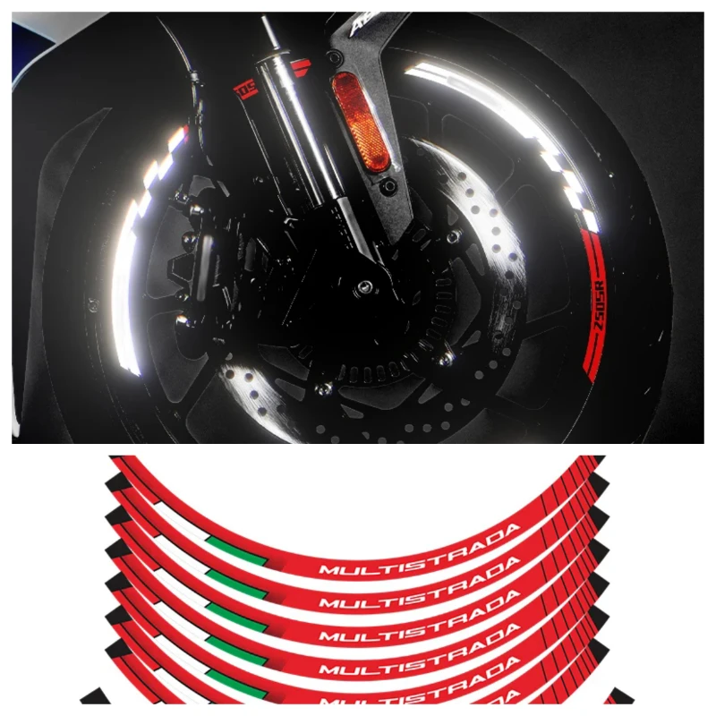 

Rim Stickers Motorcycle For DUCATI MULTISTRADA V4 V4S Wheel Hub Safety Reflective Decals Of Bike Acessories Decoration Stickers