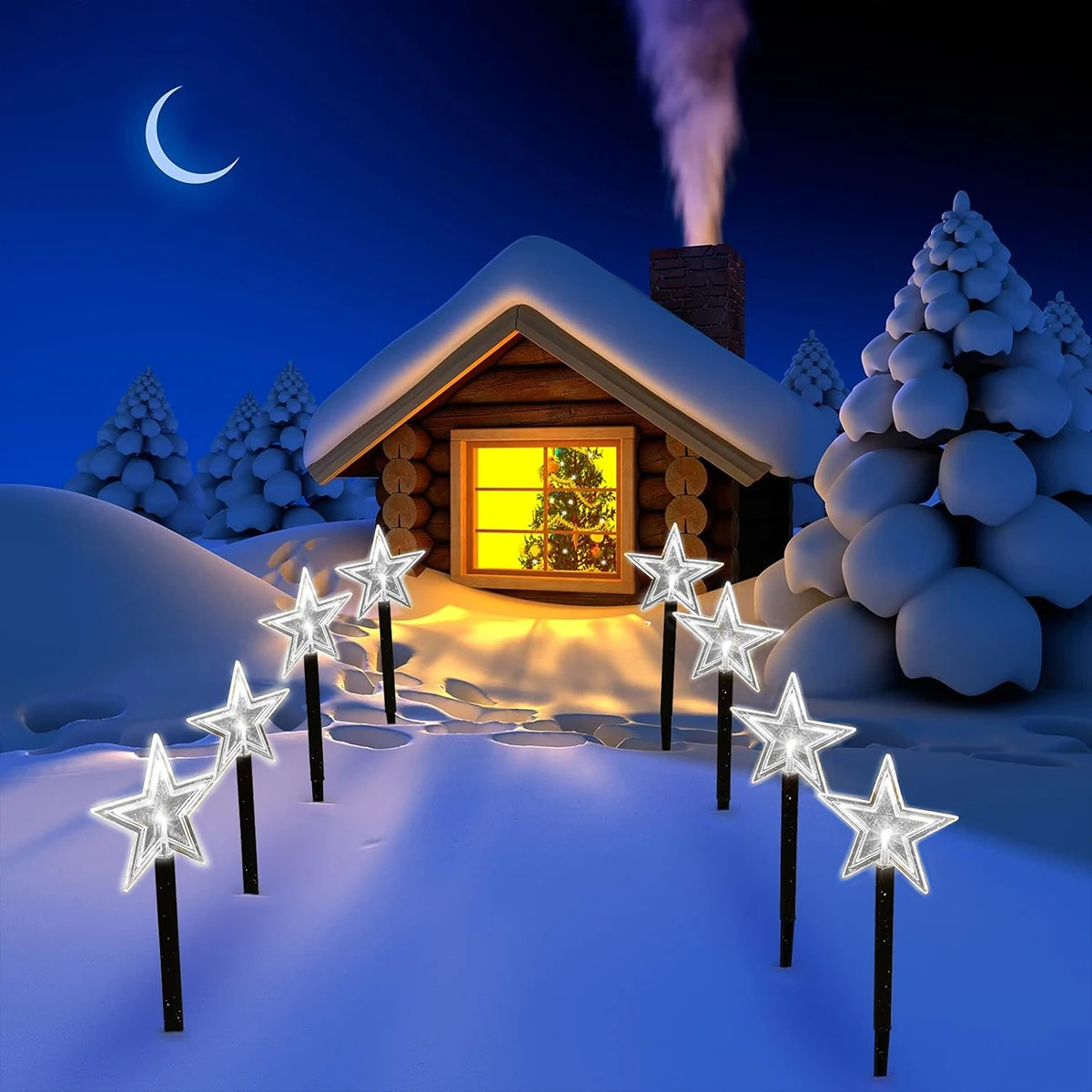 4Pcs Christmas Atmosphere Solar Path Light Pattern Outdoor Waterproof Landscape Lamp Perfect For Home Garden Patio Pool Decor
