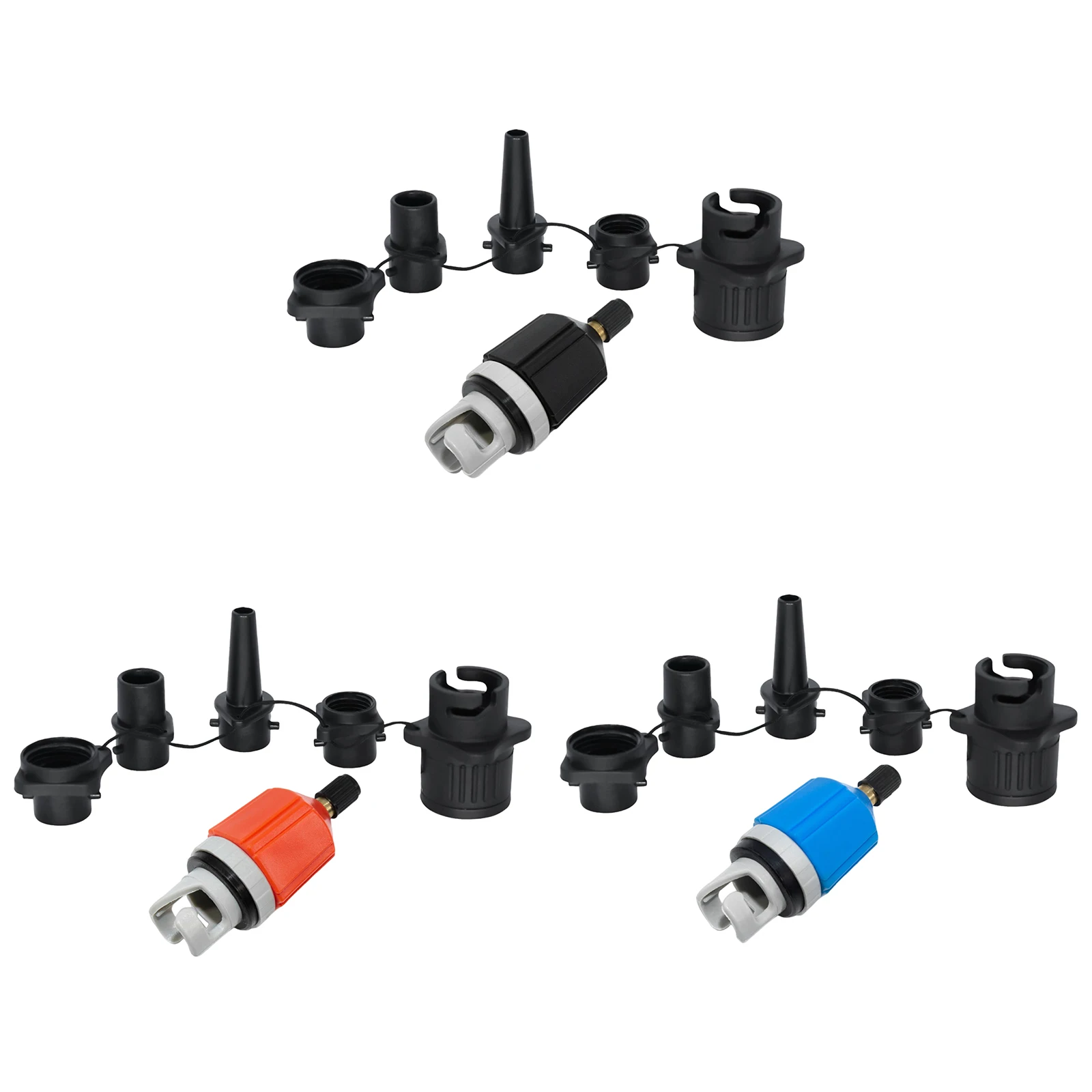 4 In 1 Multifunctional Conversion Head with 4 Air Valve Nozzles Nylon Material Lightweight for Camping Surfing Short Trips Use
