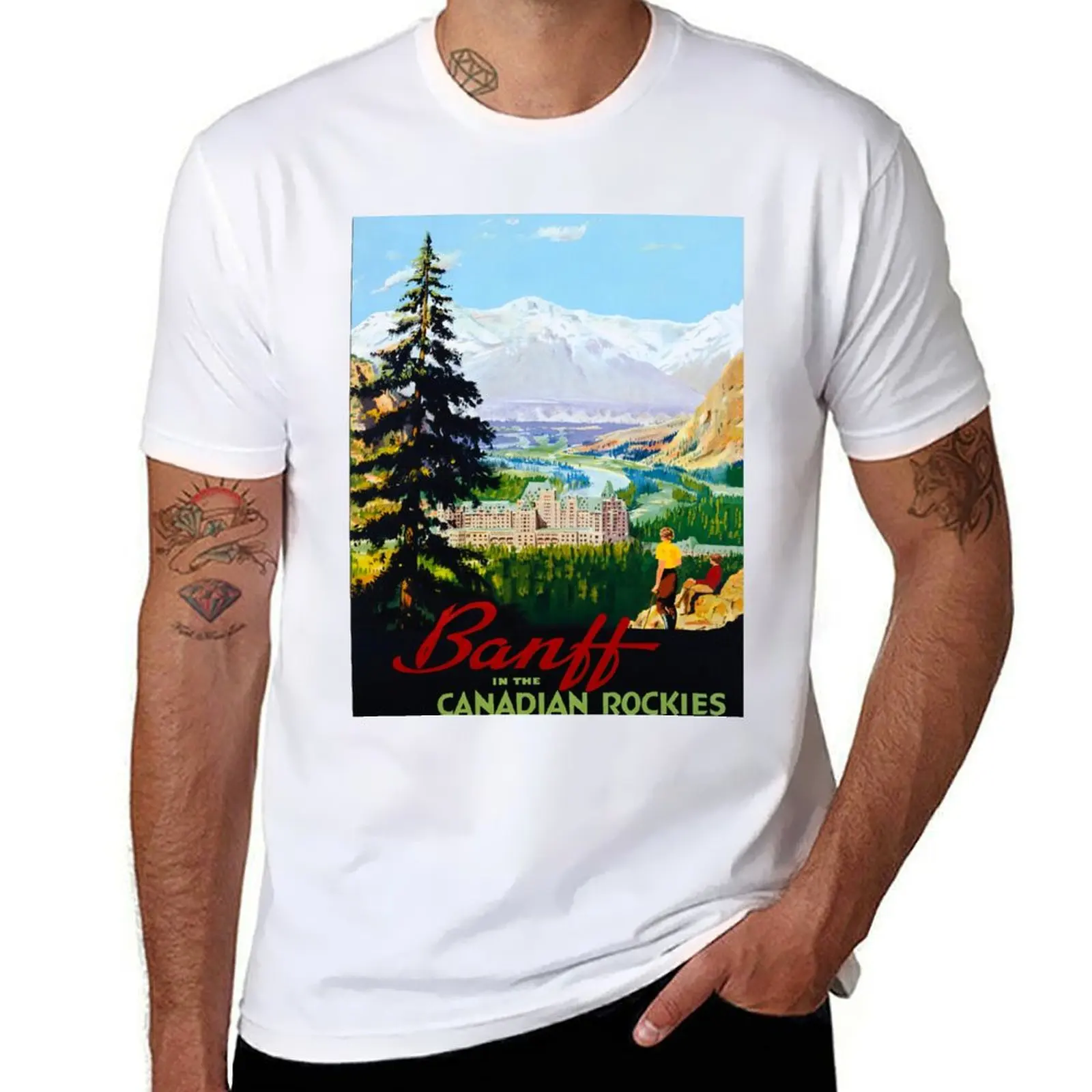 

Banff Canada Vintage Travel Poster T-Shirt man t shirt luxury man tshirt t shirts for man cotton soft T-Shirt