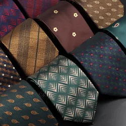 Fashion Woven 8 cm Striped Necktie Wedding Accessories Green Brown Tie Gravatas Man Dot Fit Group Party Office Neck Ties Gift