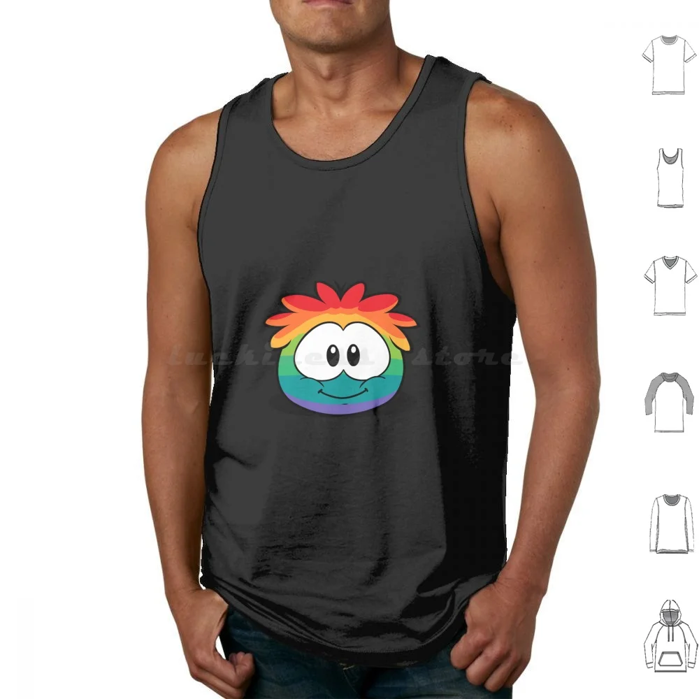 Club Penguin Rainbow Puffle Tank Tops Print Cotton Club Penguin Club Penguin Rainbow Puffle Rainbow Puffle