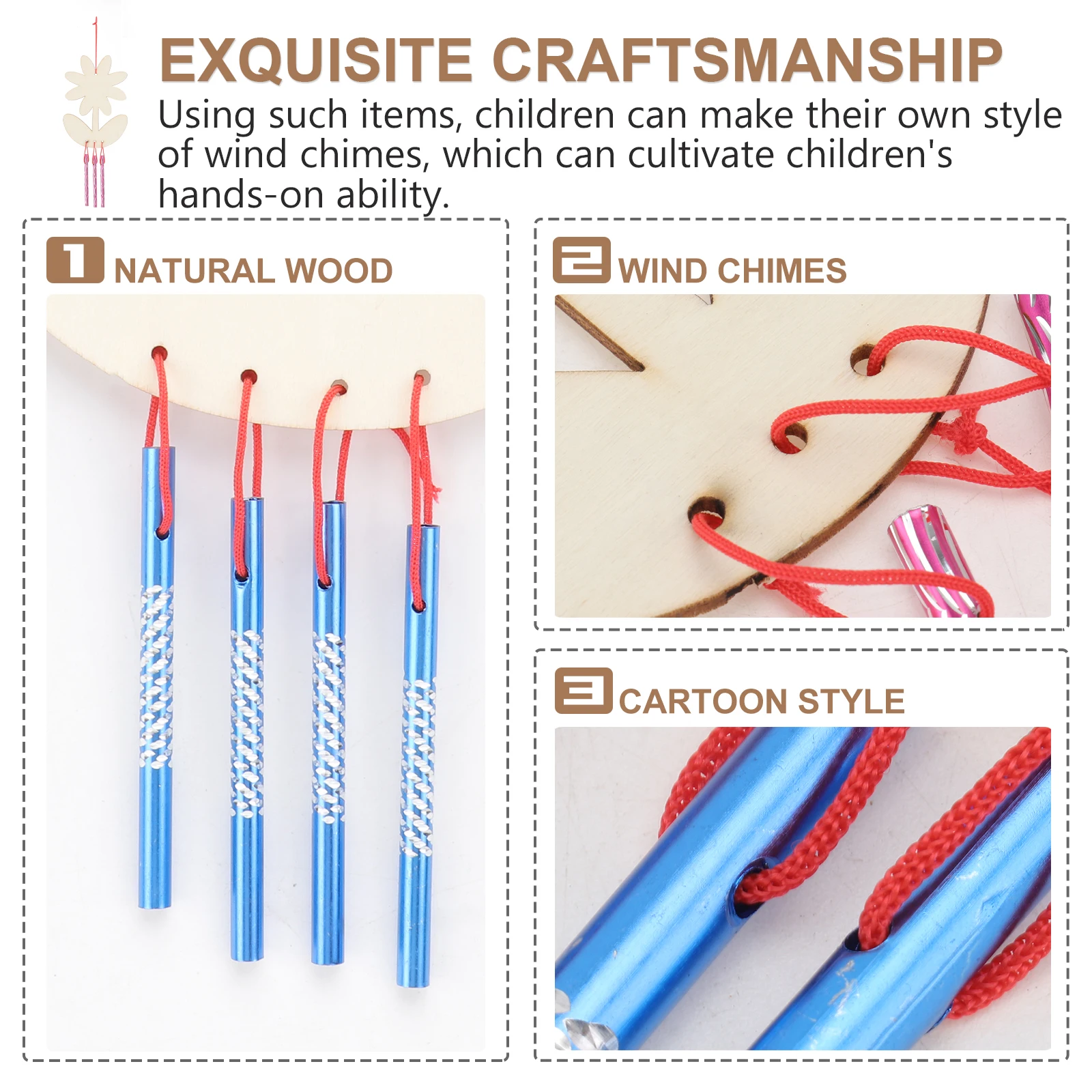 

5Pcs DIY Wind Chime Pendant Wooden Handmade Craft Material Kids Creative Painting Supply Hanging Decor Educational Home Use