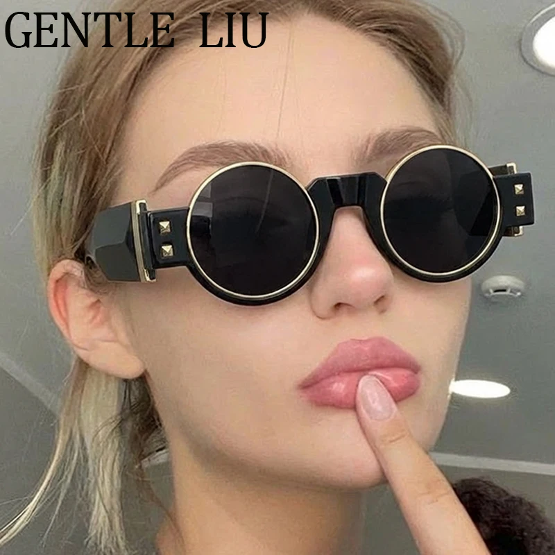 

Steampunk Round Sunglasses Women 2026 Luxury Brand Vintage Y2K Punk Small Frame Sun Glasses Outdoor Travel Driving Shades UV400