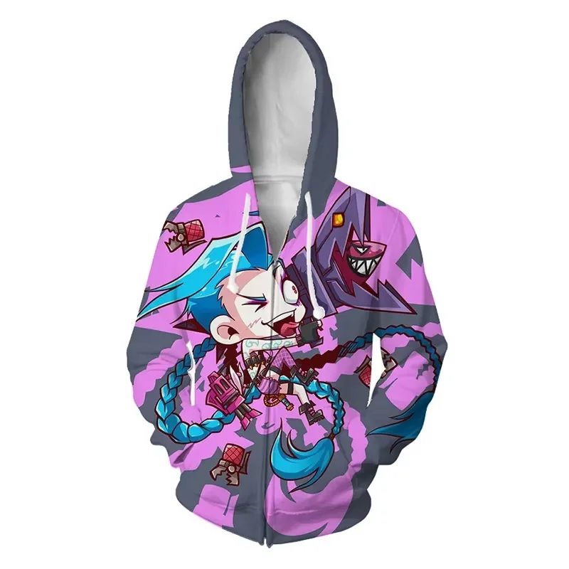 

Popular Arcane League Jinx 3D Print Zipper Hoodies Zip Up Hooded Sweatshirts Harajuku Hoodie Hip Hop Hoodies Sweatshirts