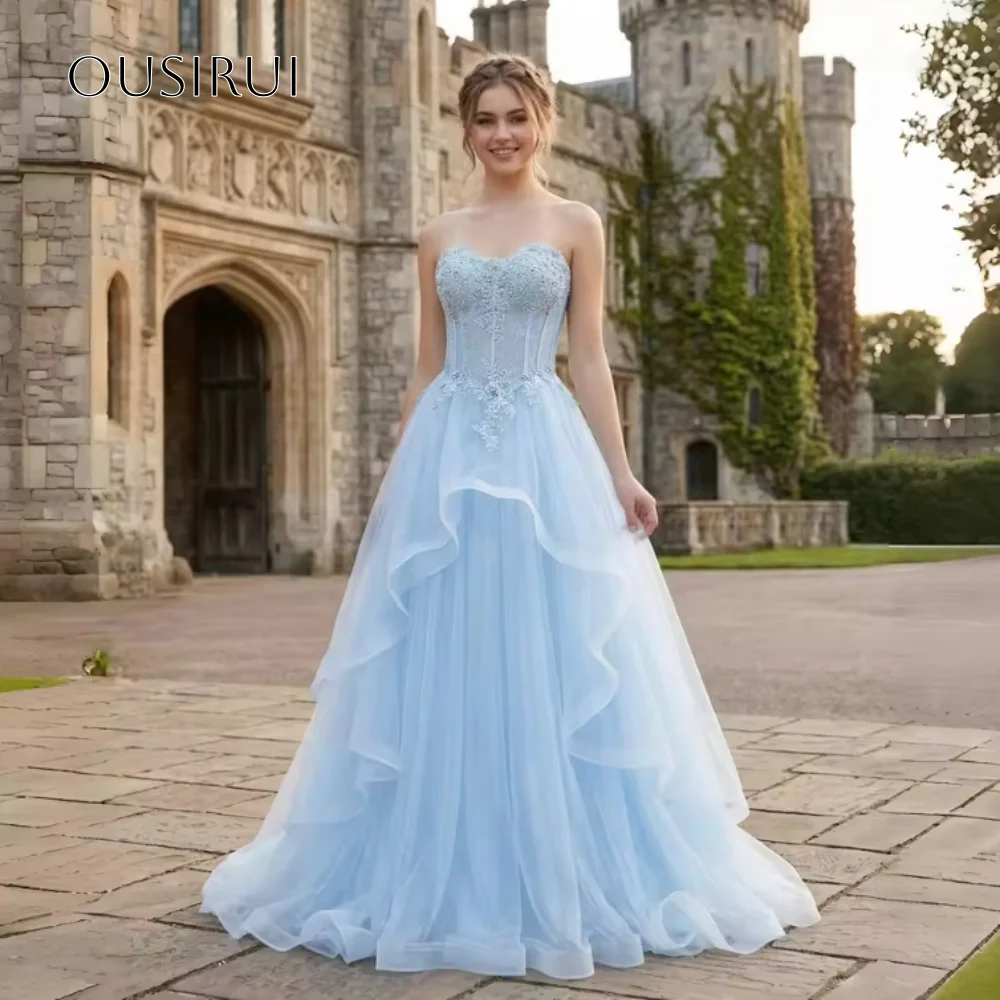 Abendkleid mit herzförmiger Spitze, ärmellos, bodenlang, aus Tüll, mit Korsett, Ballkleid, individuell gestaltet, свадебное платье