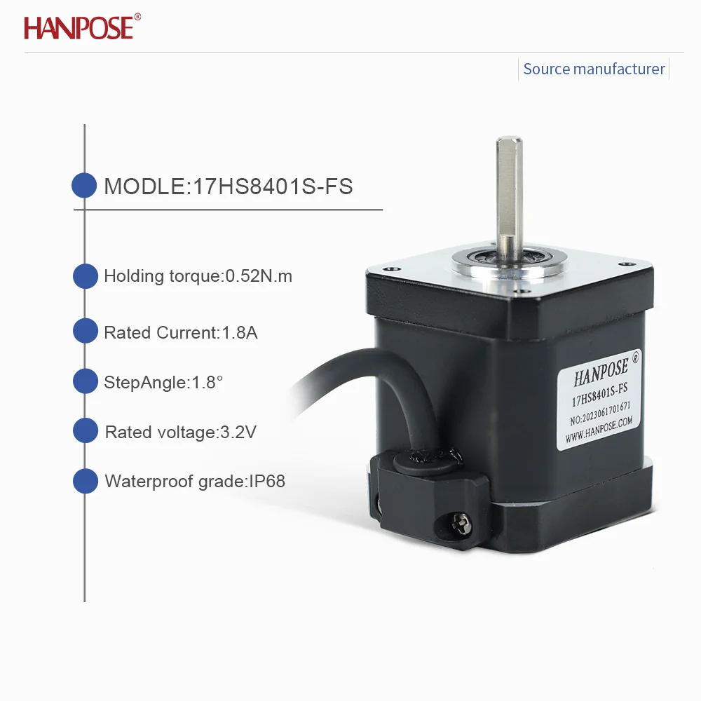 NEMA17 17HS8401S-FS Waterproof Stepper Motor 0.52N.m 1.8A 3D Printing Accessories Motor Manufacturer Direct Sales NEMA17