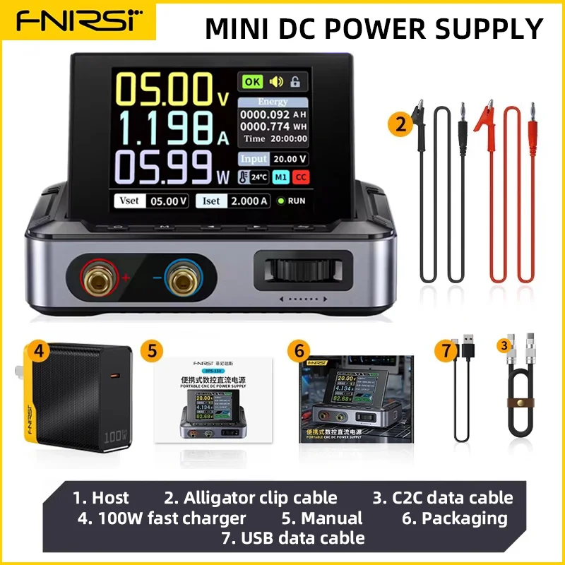 Zasilacz laboratoryjny DC FNIRSI DPS-150 CNC Regulowany 30V 5A Cyfrowy Wyświetlacz Mini Przenośny Regulator Zasilania Impulsowego