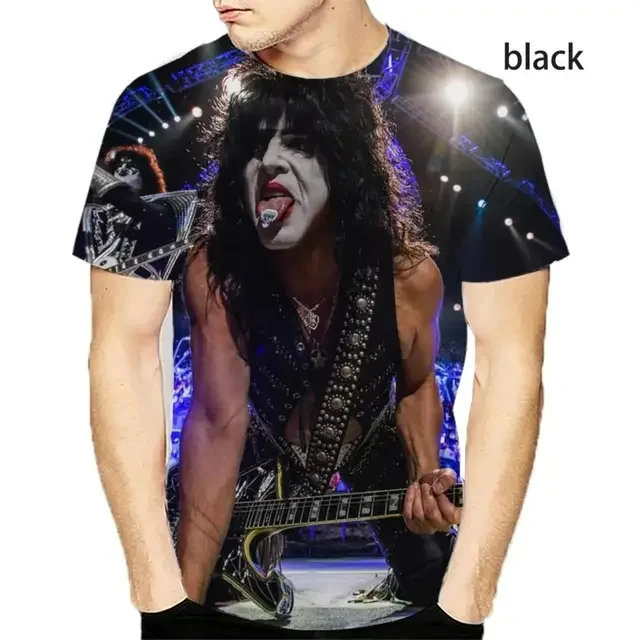 2024 Popular Kiss Band Solo Print T-shirts 3D Men Women Summer Short Sleeve Hip-hop Tee shirt Fashion Personality Men\'s Clothing