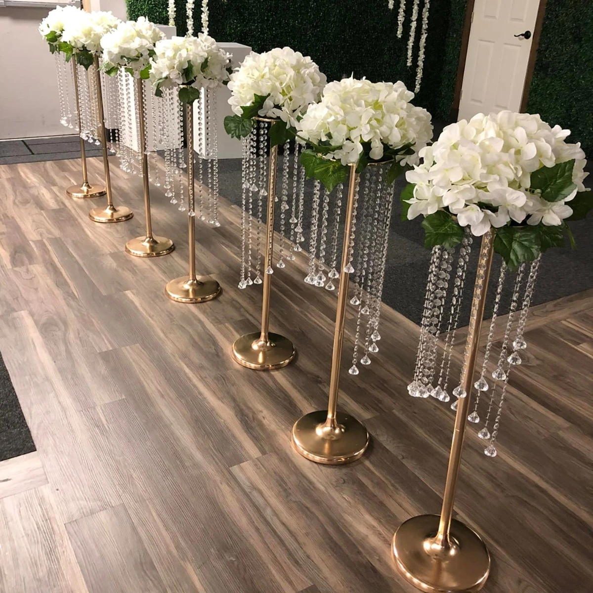 

6pcs)New walkway pillar crystal flower vase stand Wedding Decoration road lead Event flowers stands Wedding with Led Lights