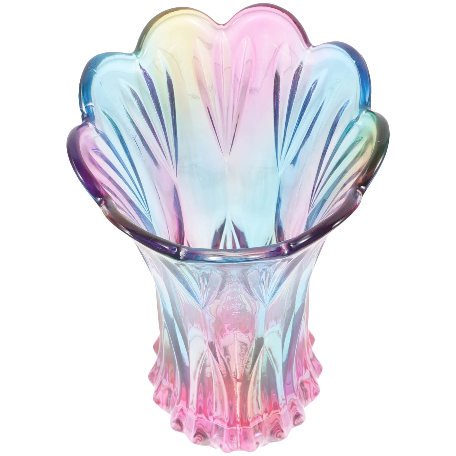 

Pink Crystal Glass Vase Unique Thickened Base Reflective Flower Holder for Decorative Interior Design Gift Idea