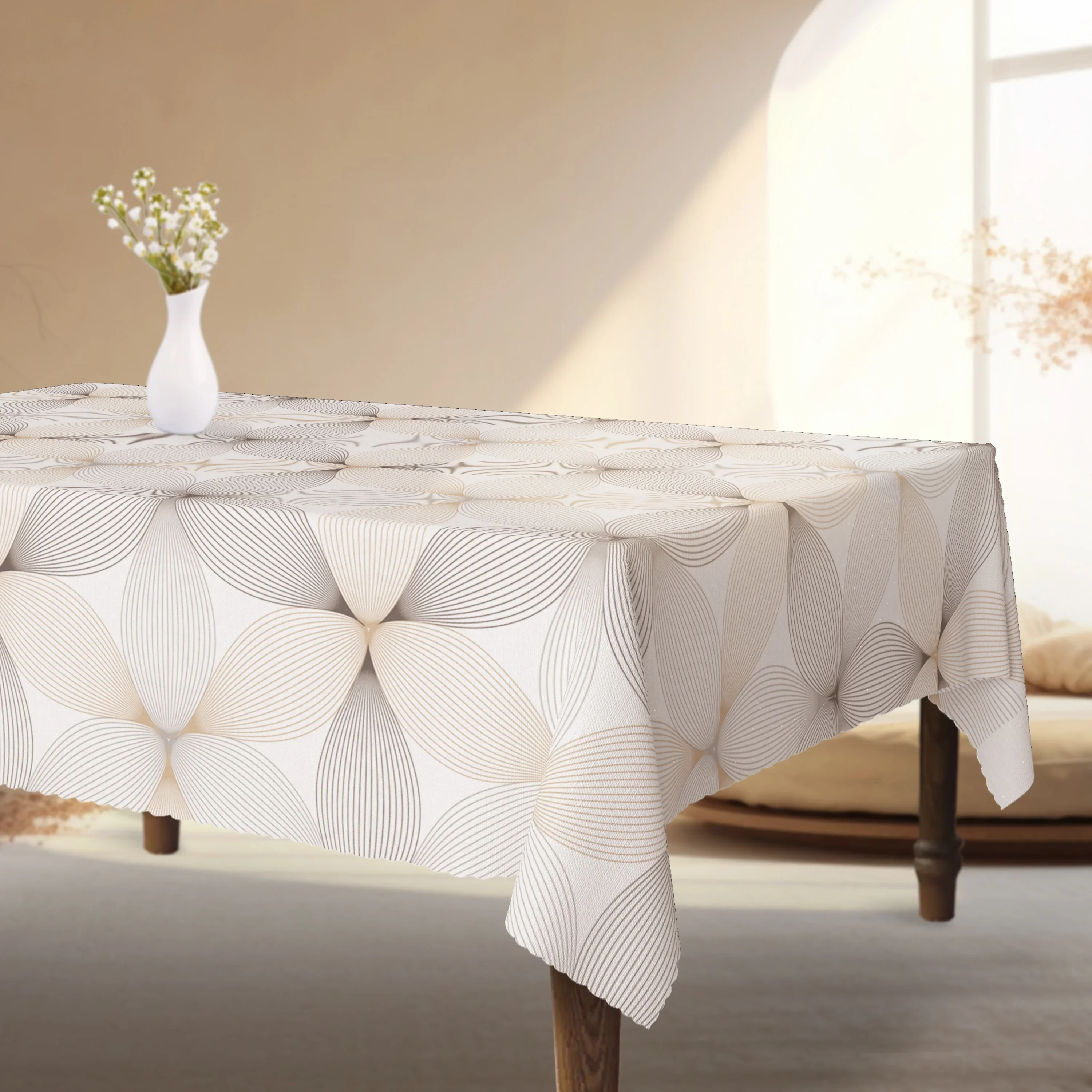 1 pc Daily Style Linear Pattern Textured Tablecloth.xzj