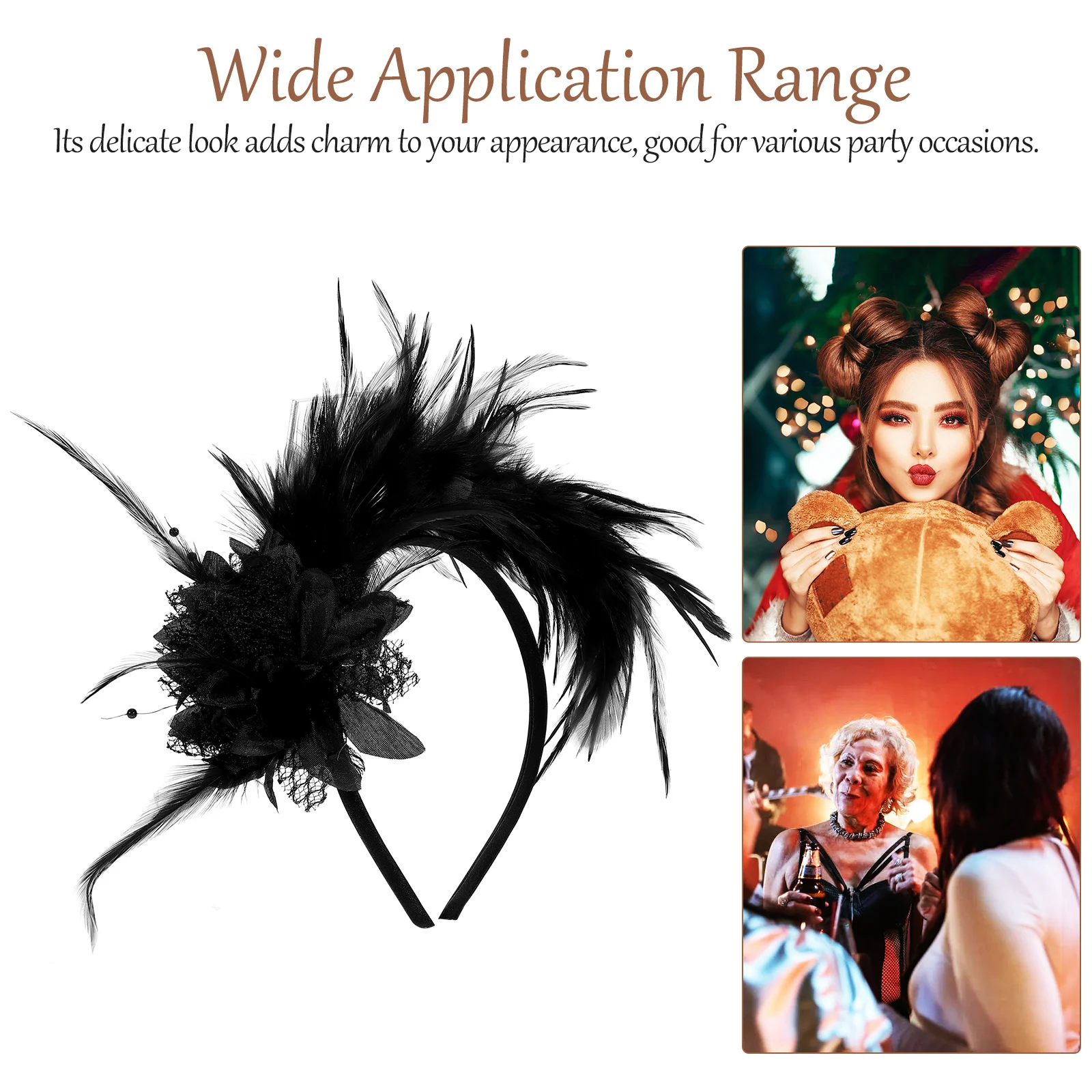 

Headband Women Black Plume Hair Accessory Vintage 1920s Headpiece Carnival Wedding Hairstyle Tools Lightweight