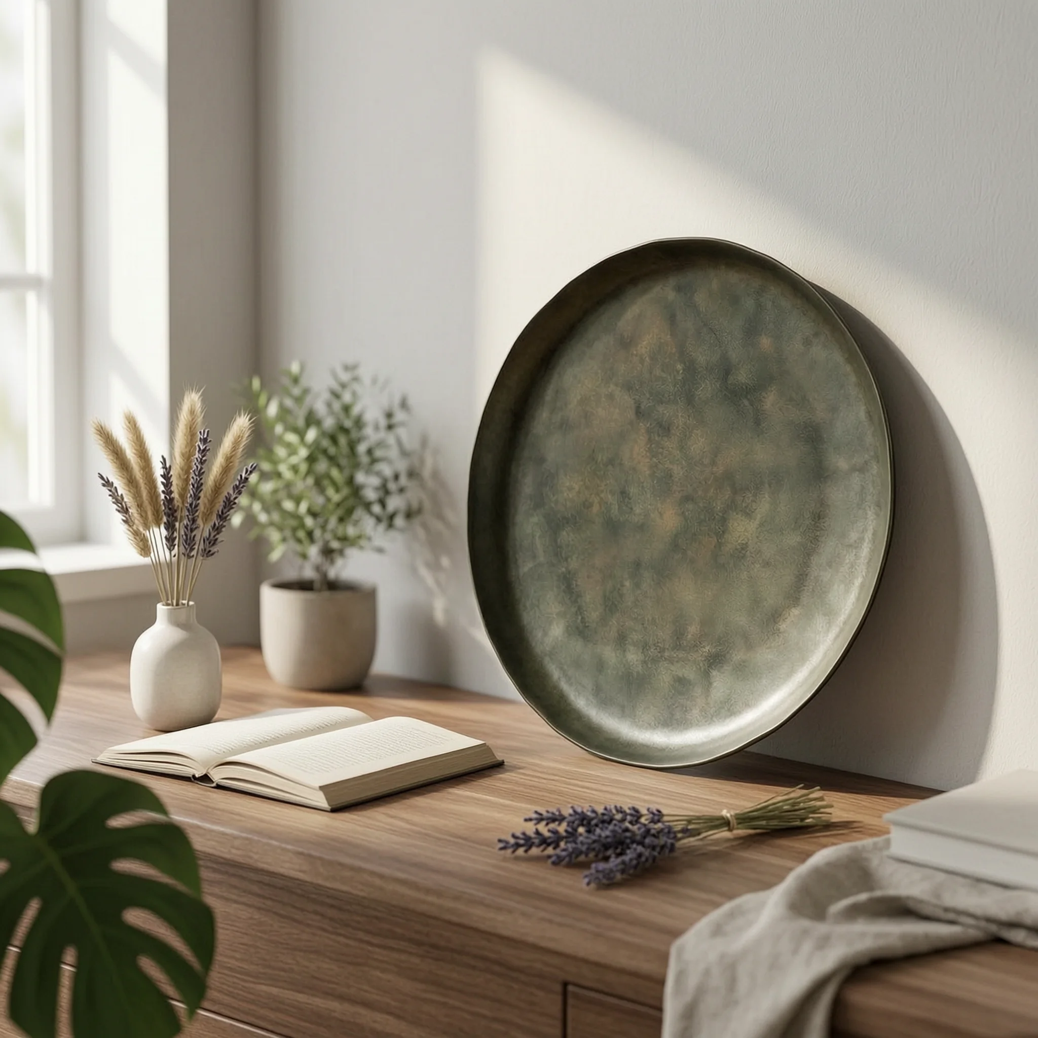 Round Wall Plaque Modern Metal Wall Decor Contemporary Long-Lasting for Homeowners, Living Room, Bedroom