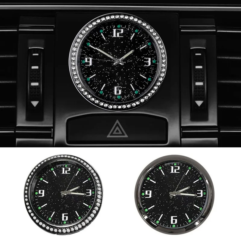 

Mini car air vent quartz watch car luminous diamond encrusted instrument clock starry sky car clock car ornaments car accessorie