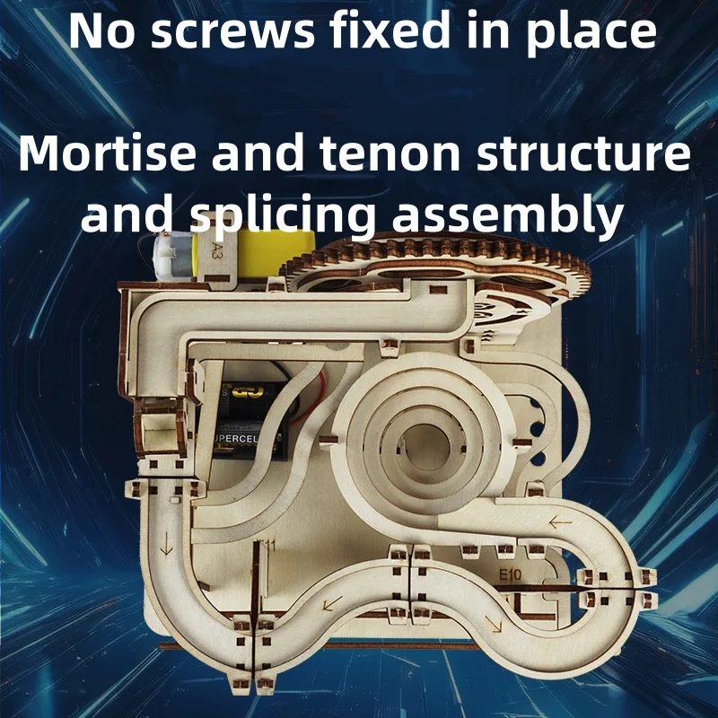 3D Wooden Puzzle Mechanical Ball Bearing Track Set - DIY Assembly Model Building Kit STEAM Educational Toy for Birthday Gifts