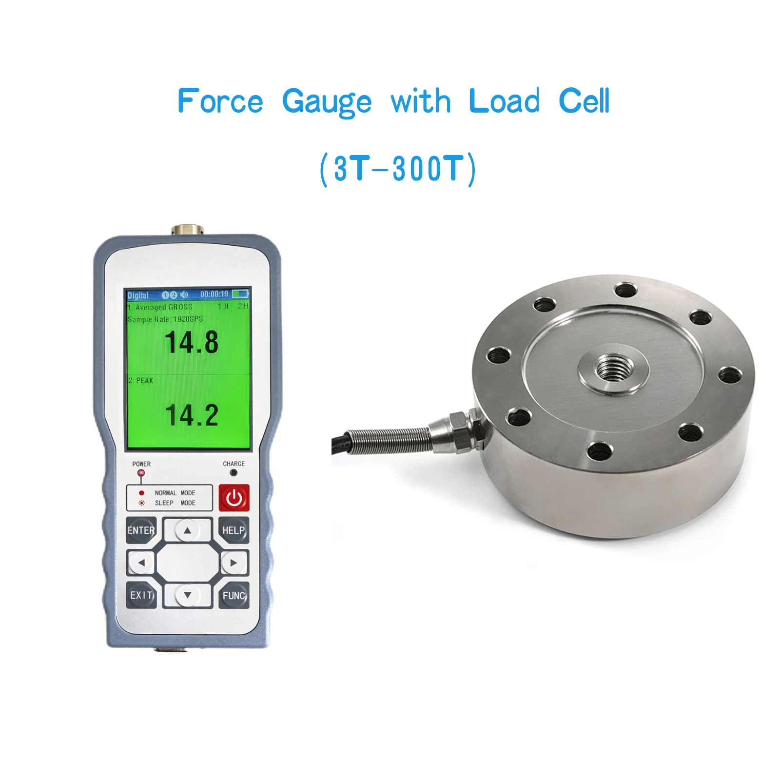 Digital Force Gauge with Load Cell Sensor,Test Force Weight Pressure Push Pull Gauge Dynamometer,Peak/Track Mode ± 0.05%F.S 