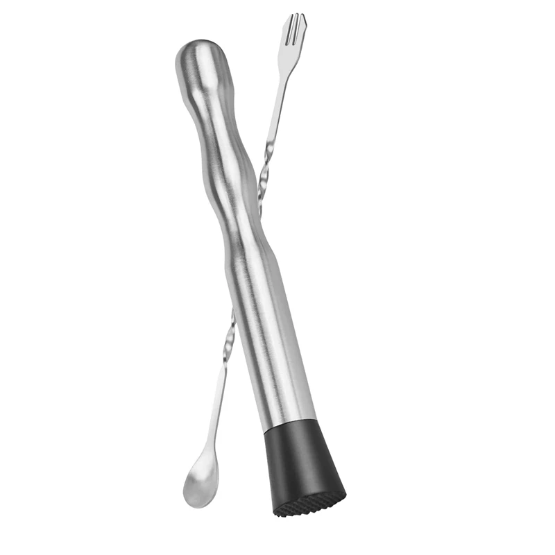 

Muddler For Cocktails Bar Spoon - 2PCS 9 Inch Muddler And 10 Inch Bar Spoon Cocktail Mixing Spoon, Cocktail Muddler Long