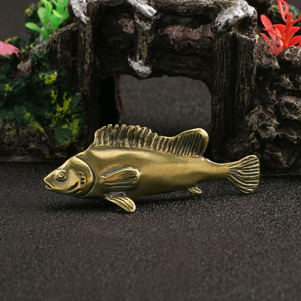 

Copper Ornaments Miniature Fish Figurine Metal Desktop Sculpture Decor for Home Office Living Room Table