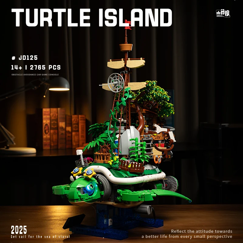 2765 Uds. Bloques de construcción creativos de la isla de la tortuga, casa del árbol, barco con Motor de potencia, montar ladrillos, juguete para regalo para niños y adultos