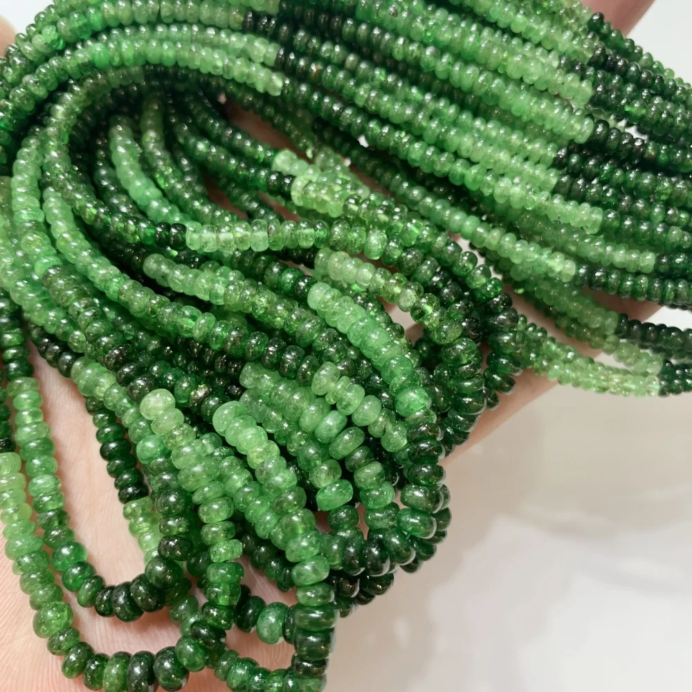 

Natural Tsavorite 1.5-2.5x2.5-4.5mm Rondelle Gemstone Loose Beads DIY Bracelet Necklace For Jewelry Making