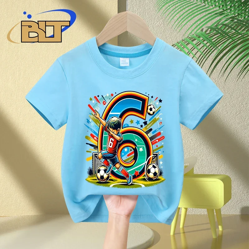 6-year-old boy birthday T-shirt summer kids cotton short-sleeved casual top children's gift