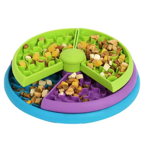 Pet Supplies Slow Food Bowl Anti Choking Cat Bowl Dog Basin Puzzle Feeder Healthy Pet Rotating Game Board