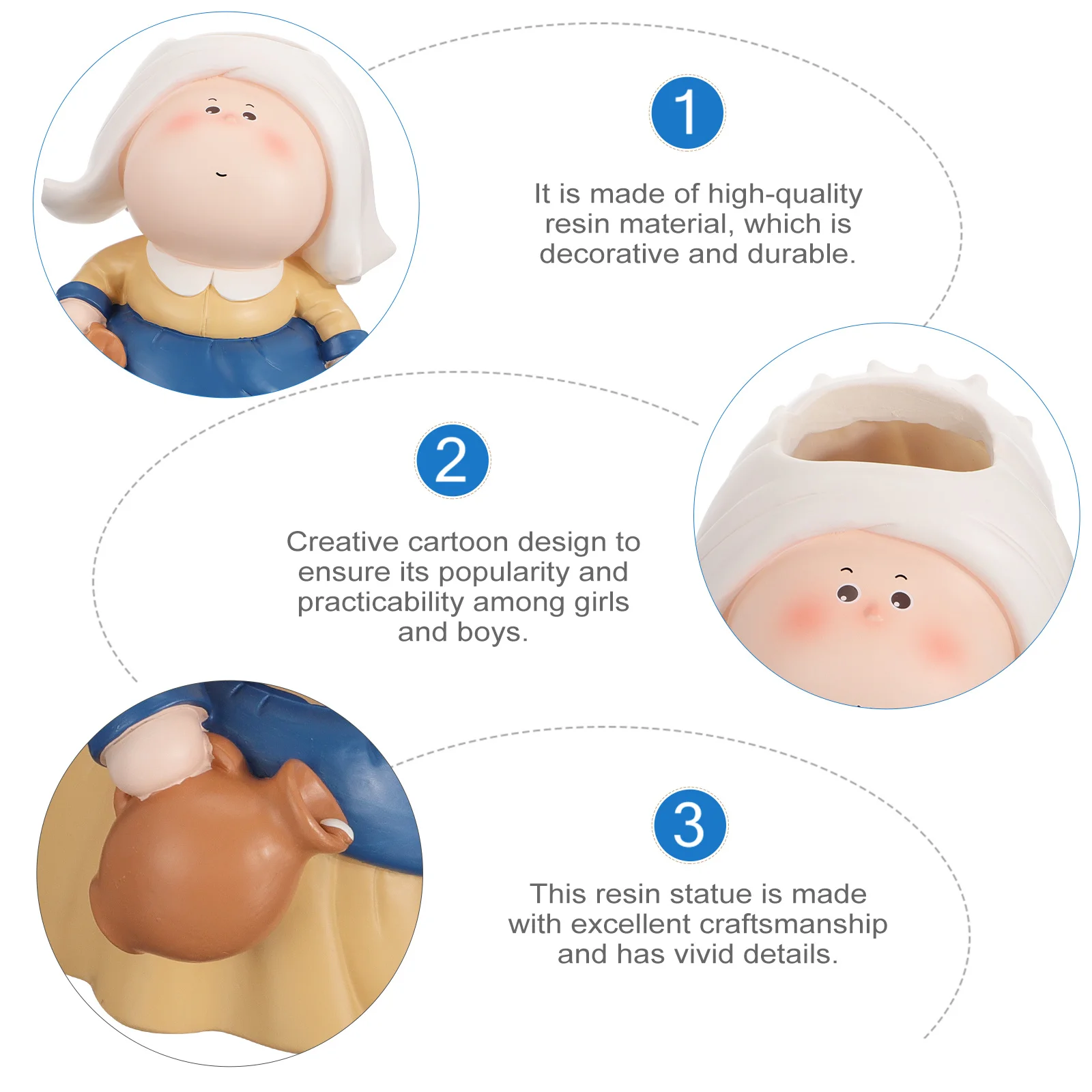 

Lovely Maid Pencil Holder Creative Resin Desktop Organizer for Kids Stationery Storage Home Office Decor Supply