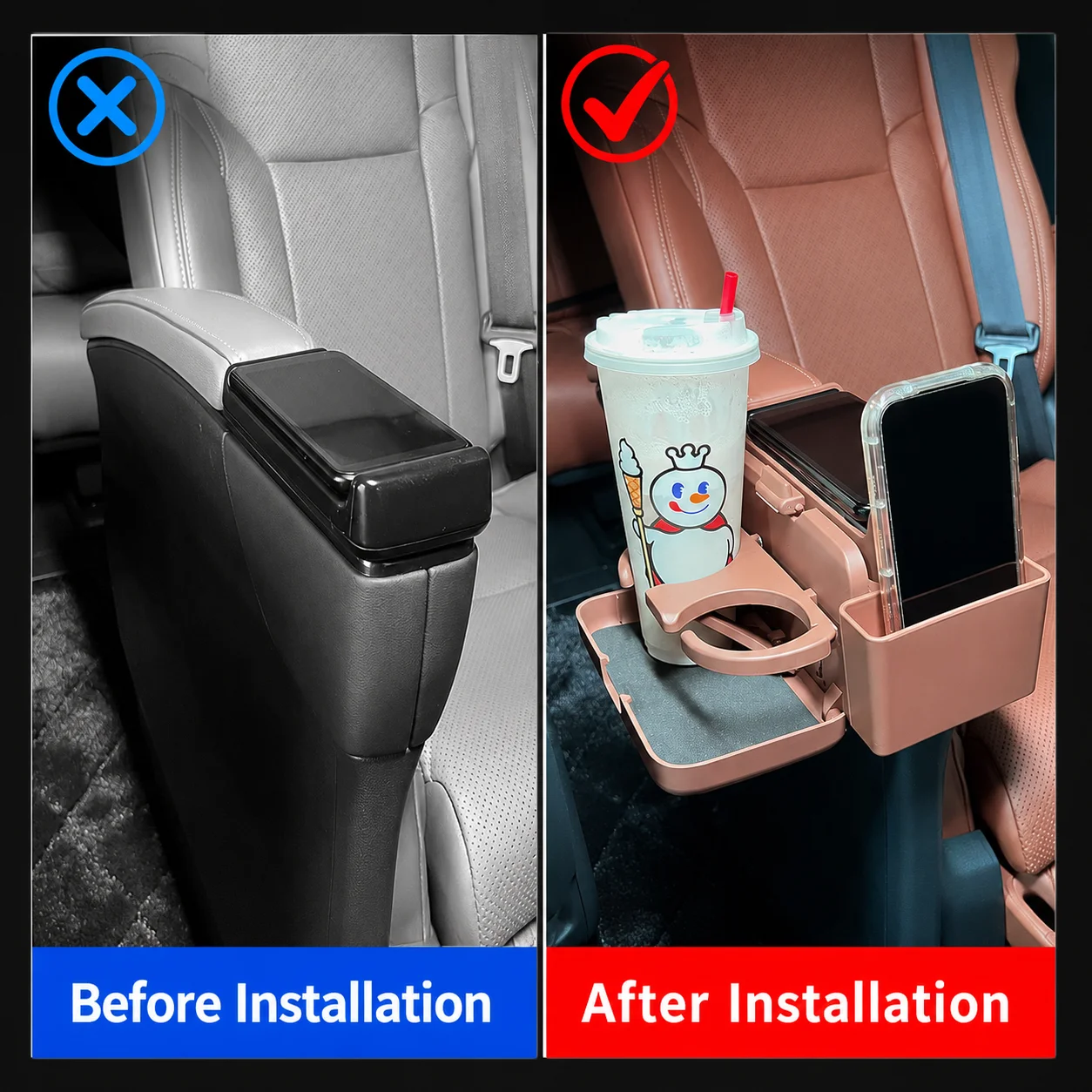 Car Middle Row Armrest Folding Cup Holder for Toyota Alphard Vellfire 40 Series Storage Box Phone Holder Organizer Interior Tray