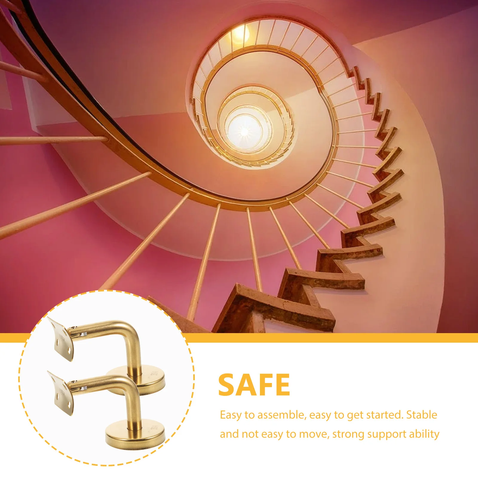

2Pcs Staircase Handrail Brackets Premium Stainless Steel Antirust Easy Assembly Strong Support for Indoor Stairs
