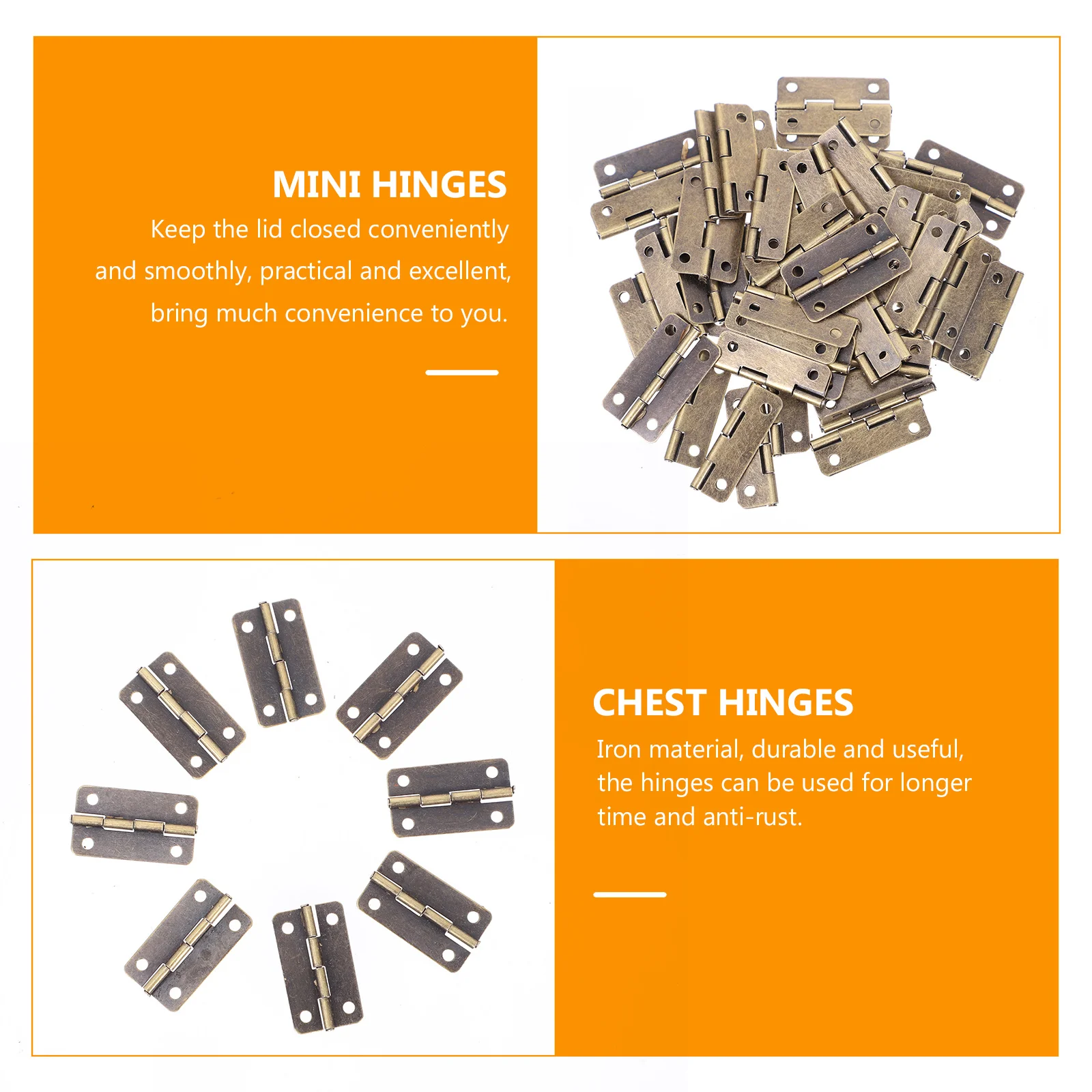 

50pcs Mini Hinge 1.2Inch Small For Jewelry Box Iron Hardware Diy Accessories Wooden Box Hinges Cabinet Chest Hinges