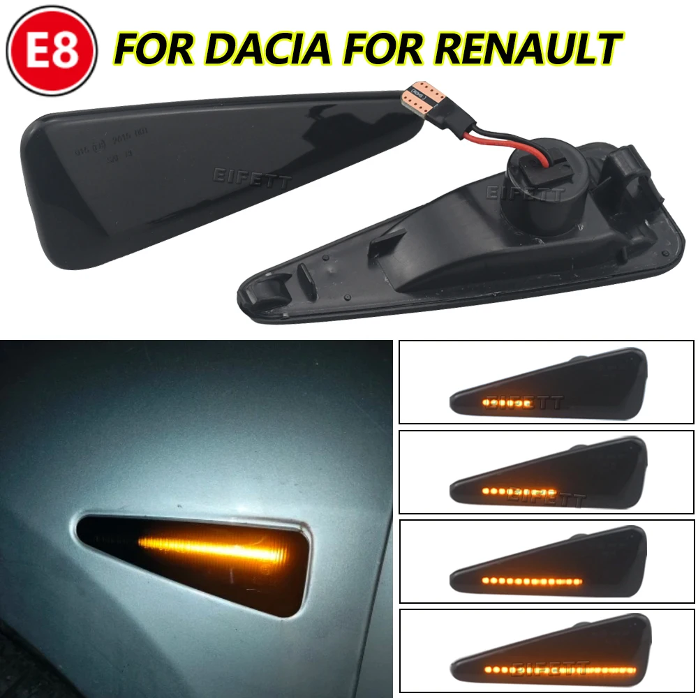 

2x LED Dynamic Turn Signal Lights Side Marker Lamps For Dacia Logan Sandero I 2008-2011 For Renault Stepway Thalia 2008-2011