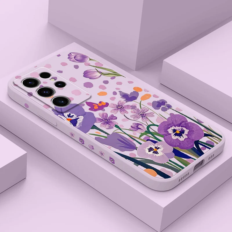 

Purple Charm Tulip Phone Case For Samsung Galaxy S25 S24 S23 S22 S21 S20 S10 S10E Ultra Plus FE Note 20 Ultra Plus Cover