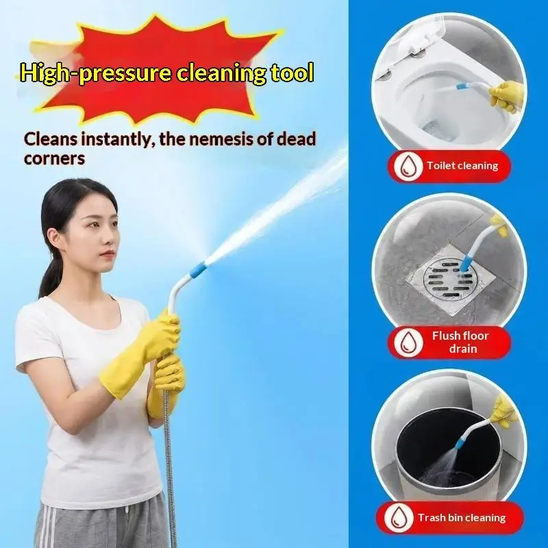 High Pressure Elongated Curved Cleaning Nozzle Handheld Shower Sprayer for Toilet Gap Travel Use