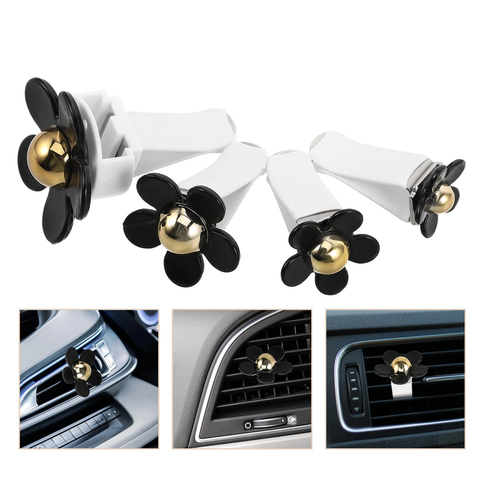 

4Pcs Daisy Car Air Vent Clips Perfume Freshener Clip Adjustable Decorative Air Conditioner Vent Clip Vehicle Charm