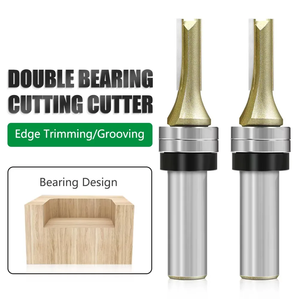 

1 PC 1/2" 12.7MM Shank Milling Cutter Wood Carving Double Bearings Slot Cutting Router Bit Woodworking Industrial Quality Cutter