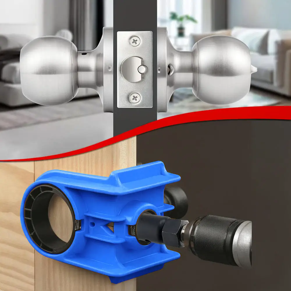 Efficient Carpentry Tool Door Lock Hole Opener Positioning Template Jig For Accurate Woodworking Drilling Work