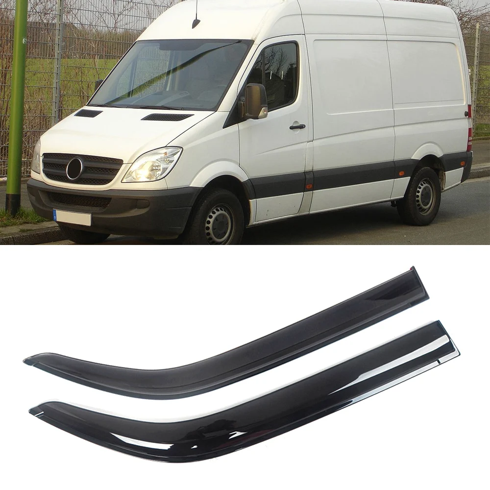 For Mercedes-Benz Dodge Sprinter 1995-2013 Black Tinted Car Side Window Visor Vent Awnings Shelters Rain Guard Door Ventvisor