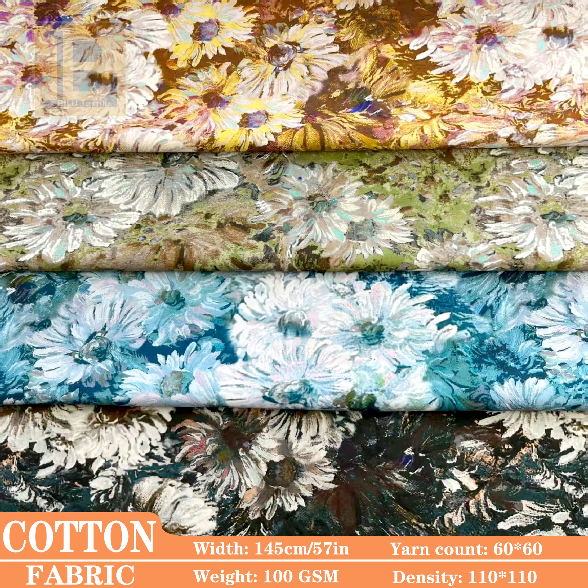 

Хлопчатобумажная ткань в стиле ретро с принтом подсолнуха 60-х годов, высококачественный материал для шитья своими руками, одежды, платья, домашний декор, принадлежности для рукоделия